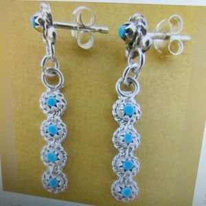 Native American Zuni Point Turquoise Earrings